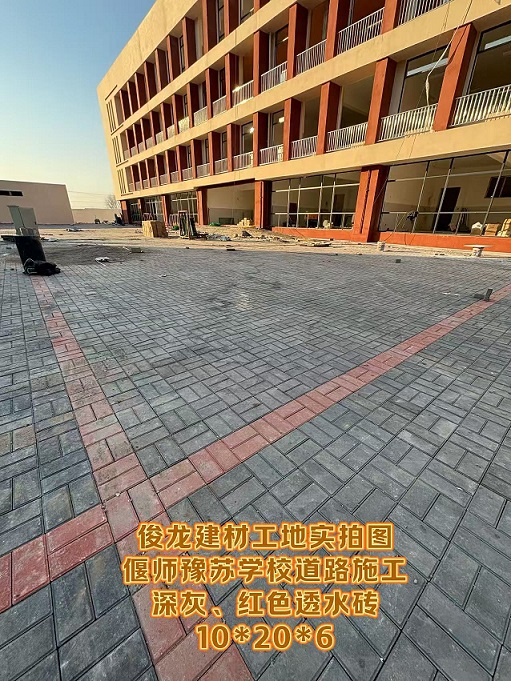 偃師豫蘇學(xué)校道路施工（深灰、紅色透水磚 10*20*6）
