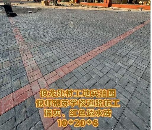 偃師豫蘇學(xué)校道路施工（深灰、紅色透水磚 10*20*6）